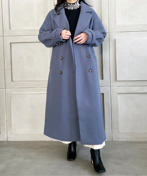 StyleSea（スタイルシー）の「ニットモッサトレンチコート（トレンチコート・レディース・パープル/アイボリー/ブラック/ブルー・MEDIUM）」の10枚目の写真