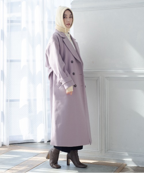 StyleSea（スタイルシー）の「ニットモッサトレンチコート（トレンチコート・レディース・パープル/アイボリー/ブラック/ブルー・MEDIUM）」の7枚目の写真