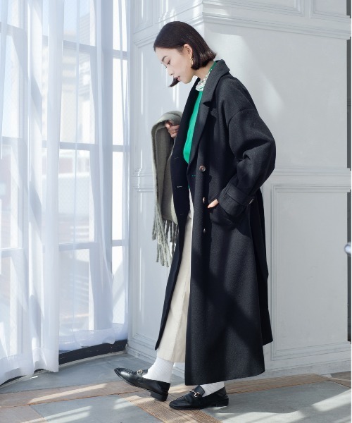 StyleSea（スタイルシー）の「ニットモッサトレンチコート（トレンチコート・レディース・パープル/アイボリー/ブラック/ブルー・MEDIUM）」の21枚目の写真