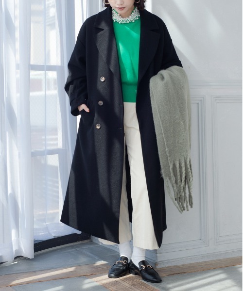 StyleSea（スタイルシー）の「ニットモッサトレンチコート（トレンチコート・レディース・パープル/アイボリー/ブラック/ブルー・MEDIUM）」の19枚目の写真