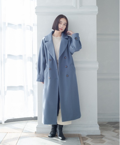 StyleSea（スタイルシー）の「ニットモッサトレンチコート（トレンチコート・レディース・パープル/アイボリー/ブラック/ブルー・MEDIUM）」の17枚目の写真