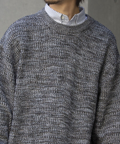 GLOSTER（グロスター）の「【GLOSTER/グロスター】ローゲージミックスニット ビッグシルエット 畦ニット グラデーション スプリングニット（ニット/セーター・メンズ・ホワイト系その他/グレー系その他/ブルー系その他・S/M/L）」の6枚目の写真