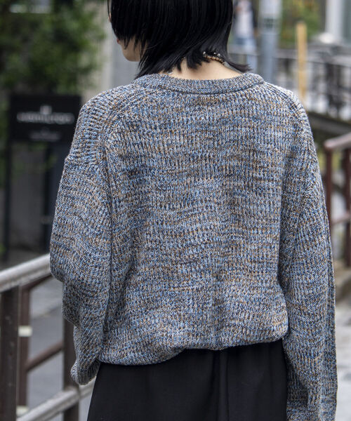 GLOSTER（グロスター）の「【GLOSTER/グロスター】ローゲージミックスニット ビッグシルエット 畦ニット グラデーション スプリングニット（ニット/セーター・メンズ・ホワイト系その他/グレー系その他/ブルー系その他・S/M/L）」の12枚目の写真