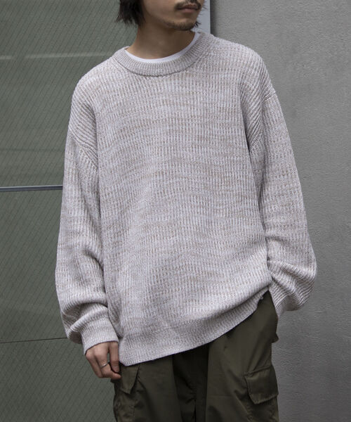 GLOSTER（グロスター）の「【GLOSTER/グロスター】ローゲージミックスニット ビッグシルエット 畦ニット グラデーション スプリングニット（ニット/セーター・メンズ・ホワイト系その他/グレー系その他/ブルー系その他・S/M/L）」の16枚目の写真