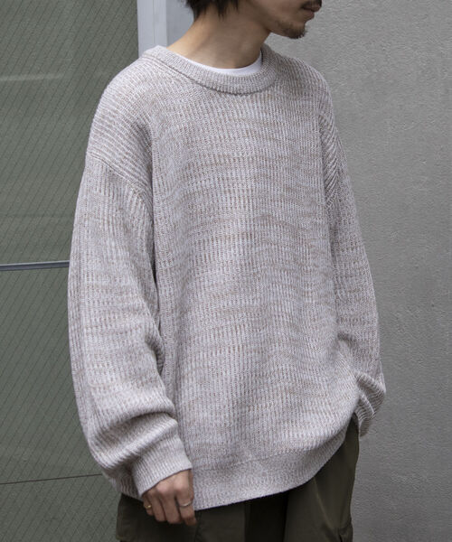 GLOSTER（グロスター）の「【GLOSTER/グロスター】ローゲージミックスニット ビッグシルエット 畦ニット グラデーション スプリングニット（ニット/セーター・メンズ・ホワイト系その他/グレー系その他/ブルー系その他・S/M/L）」の18枚目の写真