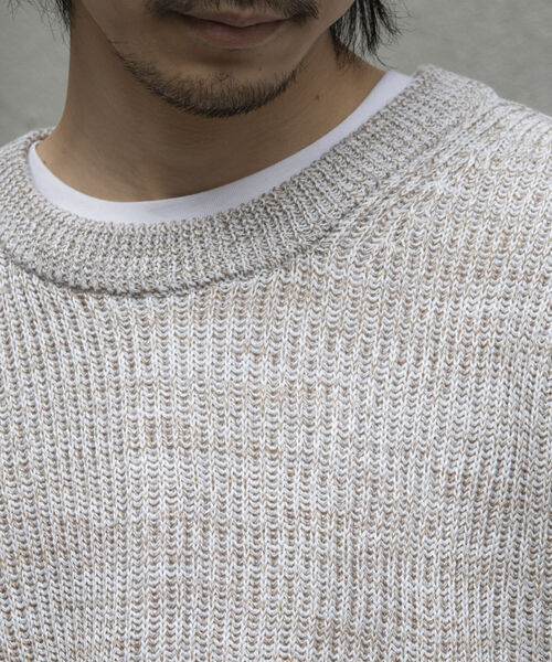 GLOSTER（グロスター）の「【GLOSTER/グロスター】ローゲージミックスニット ビッグシルエット 畦ニット グラデーション スプリングニット（ニット/セーター・メンズ・ホワイト系その他/グレー系その他/ブルー系その他・S/M/L）」の22枚目の写真