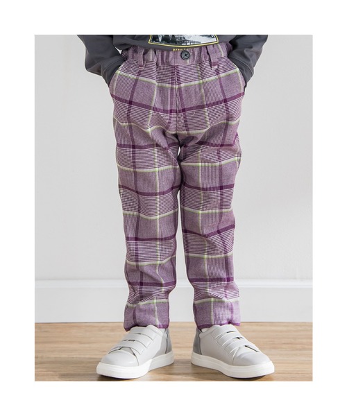 BeBe（ベベ）の「BeBe/グレンチェックテーパードパンツ(90~150cm)（その他パンツ・キッズ・パープル系その他・90/130/140/100/120/110/150）」の9枚目の写真