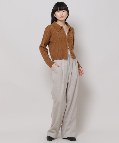 ALAND（エーランド）の「3.3 Field Trip／2WAY ZIP KNIT　2180712（カーディガン/ボレロ・レディース・キャメル/ベージュ・FREE）」の3枚目の写真