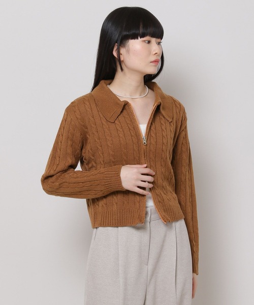 ALAND（エーランド）の「3.3 Field Trip／2WAY ZIP KNIT　2180712（カーディガン/ボレロ・レディース・キャメル/ベージュ・FREE）」の4枚目の写真