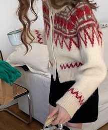 エスニックジャガードニットカーディガン