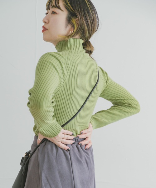 クーポン】【セール 52%OFF】モチモチハイネックリブニット