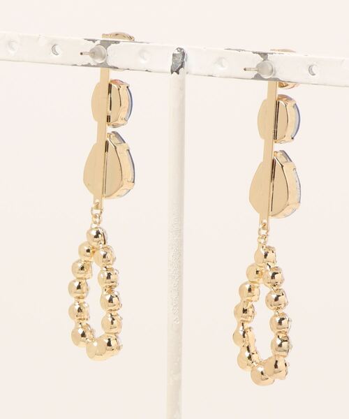 tone（トーン）の「【88eighty-eight】ダークカラービジュードロップピアス【import】(MA)（ピアス（両耳用）・レディース・ゴールド・FREE）」の2枚目の写真