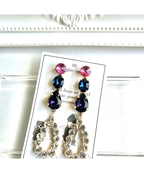 tone（トーン）の「【88eighty-eight】ダークカラービジュードロップピアス【import】(MA)（ピアス（両耳用）・レディース・ゴールド・FREE）」の6枚目の写真