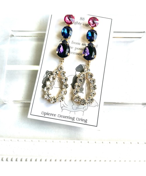 tone（トーン）の「【88eighty-eight】ダークカラービジュードロップピアス【import】(MA)（ピアス（両耳用）・レディース・ゴールド・FREE）」の3枚目の写真