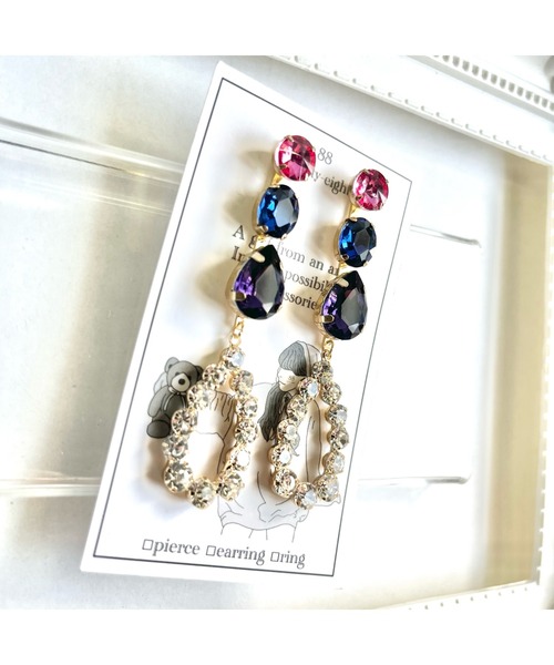 tone（トーン）の「【88eighty-eight】ダークカラービジュードロップピアス【import】(MA)（ピアス（両耳用）・レディース・ゴールド・FREE）」の5枚目の写真