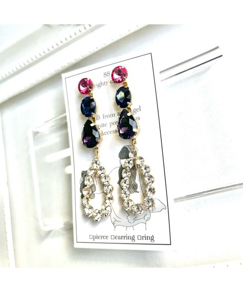 tone（トーン）の「【88eighty-eight】ダークカラービジュードロップピアス【import】(MA)（ピアス（両耳用）・レディース・ゴールド・FREE）」の4枚目の写真