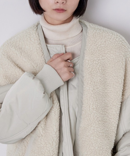 Fashion Letter(ファッションレター)の「ボア×MA-1オーバーブルゾン(MA-1・レディース・ブラック/ブラウン/ライトベージュ・M)」の21枚目の写真