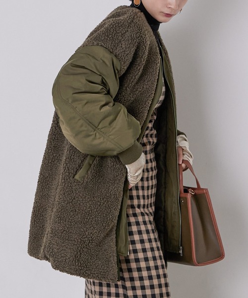 Fashion Letter(ファッションレター)の「ボア×MA-1オーバーブルゾン(MA-1・レディース・ブラック/ブラウン/ライトベージュ・M)」の18枚目の写真