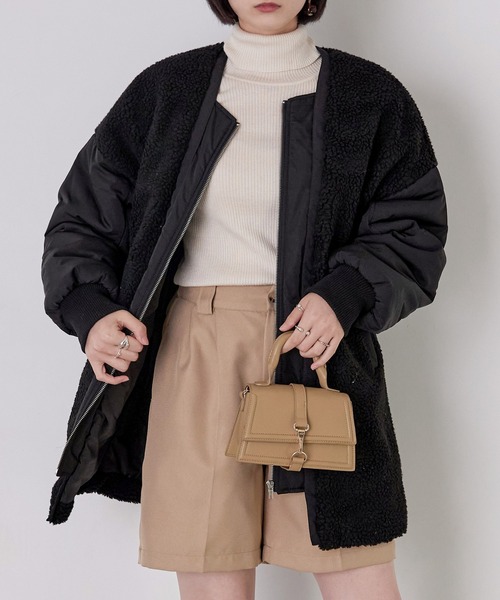 Fashion Letter(ファッションレター)の「ボア×MA-1オーバーブルゾン(MA-1・レディース・ブラック/ブラウン/ライトベージュ・M)」の6枚目の写真