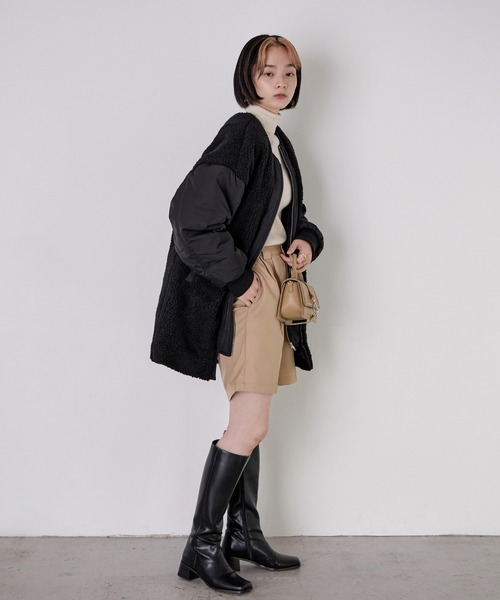 Fashion Letter(ファッションレター)の「ボア×MA-1オーバーブルゾン(MA-1・レディース・ブラック/ブラウン/ライトベージュ・M)」の19枚目の写真