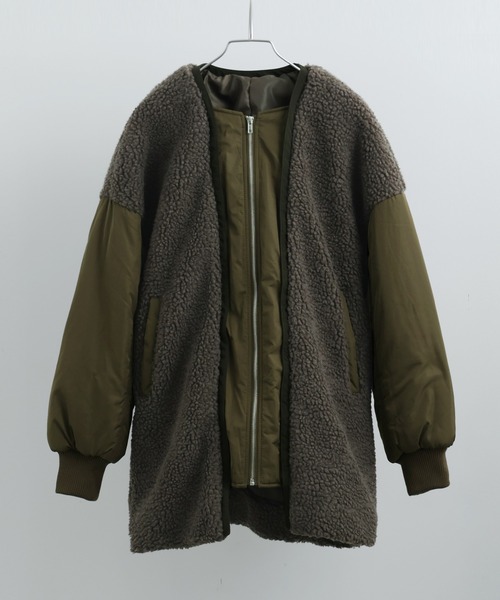 Fashion Letter(ファッションレター)の「ボア×MA-1オーバーブルゾン(MA-1・レディース・ブラック/ブラウン/ライトベージュ・M)」の16枚目の写真