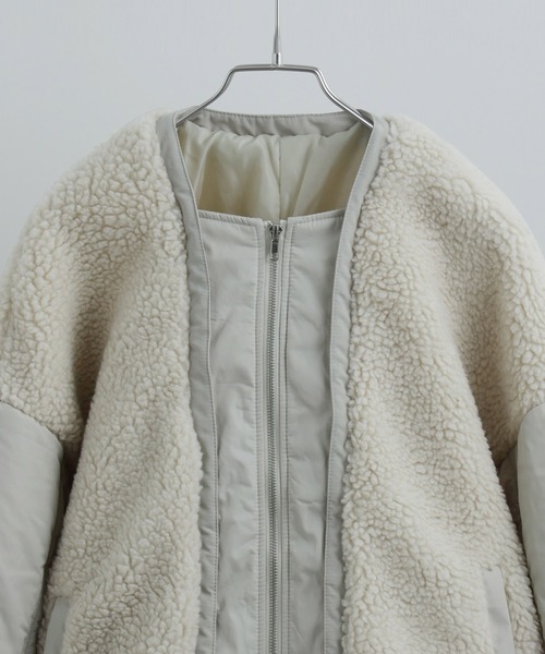 Fashion Letter(ファッションレター)の「ボア×MA-1オーバーブルゾン(MA-1・レディース・ブラック/ブラウン/ライトベージュ・M)」の7枚目の写真