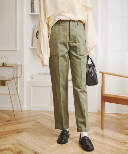ANGIE(アンジー)の「ハイウエストセンタープレスベイカーパンツ(チノパンツ・レディース・カーキ/ネイビー/ベージュ/アイボリー・MEDIUM/SMALL/LARGE)」の19枚目の写真