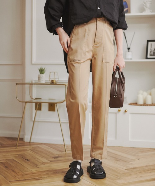 ANGIE(アンジー)の「ハイウエストセンタープレスベイカーパンツ(チノパンツ・レディース・カーキ/ネイビー/ベージュ/アイボリー・MEDIUM/SMALL/LARGE)」の13枚目の写真