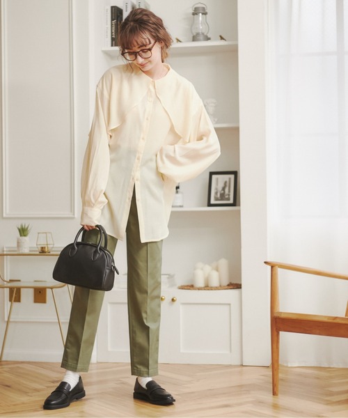 ANGIE(アンジー)の「ハイウエストセンタープレスベイカーパンツ(チノパンツ・レディース・カーキ/ネイビー/ベージュ/アイボリー・MEDIUM/SMALL/LARGE)」の12枚目の写真