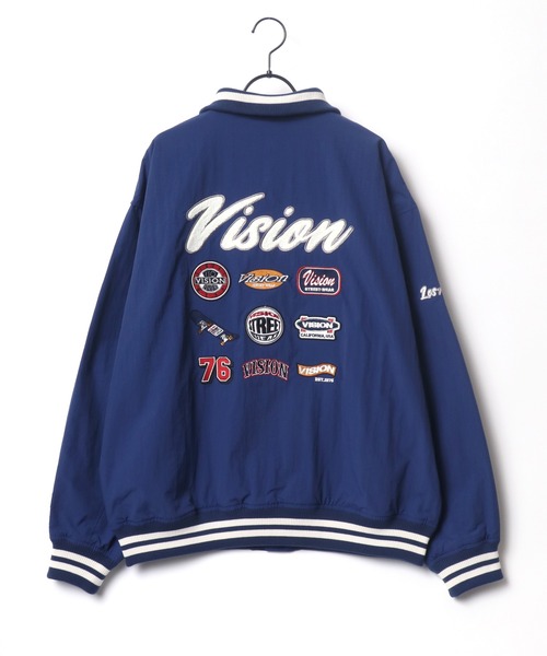 VISION STREET WEAR(ヴィジョンストリートウェア)の「VISION STREET WEAR/ヴィジョンストリートウエア ビッグシルエット ロゴ ワッペン バック刺繍 コーチスタジャン(ナイロンジャケット・メンズ・ブラック/グリーン/ネイビー・M/L/LL)」の14枚目の写真