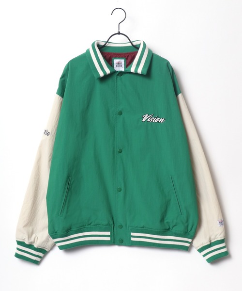VISION STREET WEAR(ヴィジョンストリートウェア)の「VISION STREET WEAR/ヴィジョンストリートウエア ビッグシルエット ロゴ ワッペン バック刺繍 コーチスタジャン(ナイロンジャケット・メンズ・ブラック/グリーン/ネイビー・M/L/LL)」の16枚目の写真