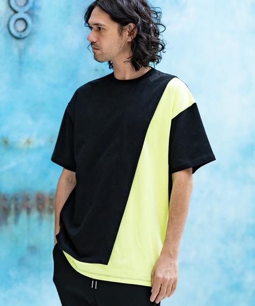 CAMBIO(カンビオ)の「mt8217-Front Switch Design Short Sleeve Cut sew カットソー(Tシャツ/カットソー・メンズ・ブラック×イエロー/ブラック×ホワイト/ホワイト×ブラック/ホワイト×ブルー・S/L/M)」の13枚目の写真