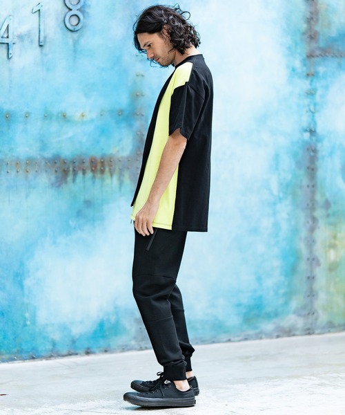 CAMBIO(カンビオ)の「mt8217-Front Switch Design Short Sleeve Cut sew カットソー(Tシャツ/カットソー・メンズ・ブラック×イエロー/ブラック×ホワイト/ホワイト×ブラック/ホワイト×ブルー・S/L/M)」の14枚目の写真