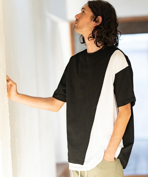 CAMBIO(カンビオ)の「mt8217-Front Switch Design Short Sleeve Cut sew カットソー(Tシャツ/カットソー・メンズ・ブラック×イエロー/ブラック×ホワイト/ホワイト×ブラック/ホワイト×ブルー・S/L/M)」の16枚目の写真
