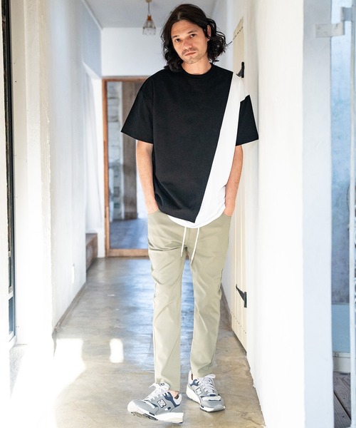 CAMBIO(カンビオ)の「mt8217-Front Switch Design Short Sleeve Cut sew カットソー(Tシャツ/カットソー・メンズ・ブラック×イエロー/ブラック×ホワイト/ホワイト×ブラック/ホワイト×ブルー・S/L/M)」の18枚目の写真