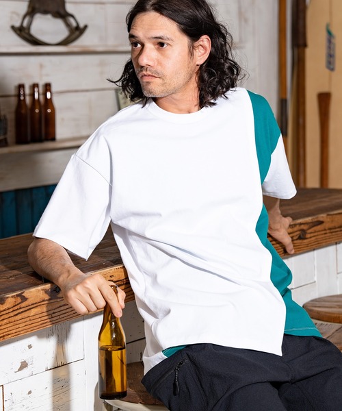 CAMBIO(カンビオ)の「mt8217-Front Switch Design Short Sleeve Cut sew カットソー(Tシャツ/カットソー・メンズ・ブラック×イエロー/ブラック×ホワイト/ホワイト×ブラック/ホワイト×ブルー・S/L/M)」の20枚目の写真