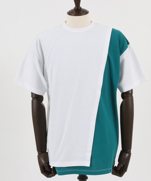 CAMBIO(カンビオ)の「mt8217-Front Switch Design Short Sleeve Cut sew カットソー(Tシャツ/カットソー・メンズ・ブラック×イエロー/ブラック×ホワイト/ホワイト×ブラック/ホワイト×ブルー・S/L/M)」の5枚目の写真
