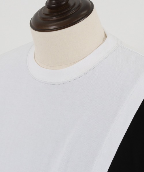 CAMBIO(カンビオ)の「mt8217-Front Switch Design Short Sleeve Cut sew カットソー(Tシャツ/カットソー・メンズ・ブラック×イエロー/ブラック×ホワイト/ホワイト×ブラック/ホワイト×ブルー・S/L/M)」の7枚目の写真