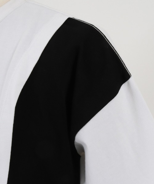 CAMBIO(カンビオ)の「mt8217-Front Switch Design Short Sleeve Cut sew カットソー(Tシャツ/カットソー・メンズ・ブラック×イエロー/ブラック×ホワイト/ホワイト×ブラック/ホワイト×ブルー・S/L/M)」の8枚目の写真