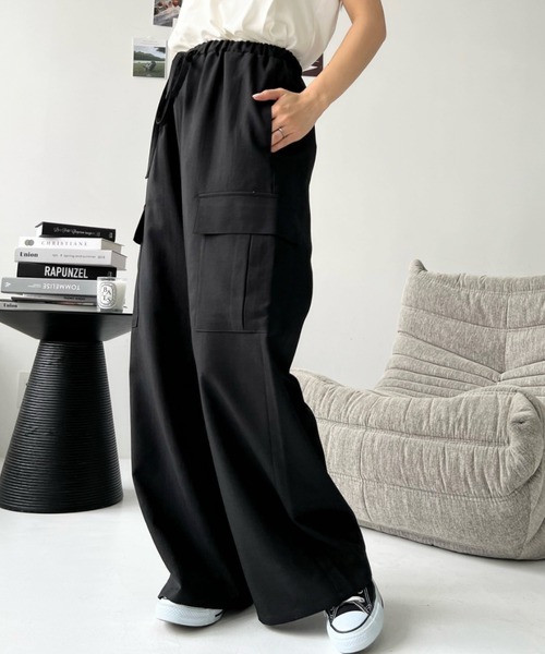 moment+(モーメントプラス)の「リネンライクリラックスカーゴパンツ(カーゴパンツ・レディース・アイボリー/ブラック/ブラウン/キャメル/カーキ・M/L)」の18枚目の写真