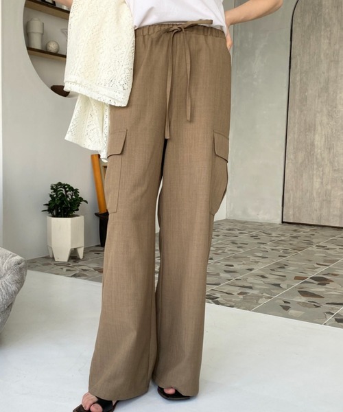 moment+(モーメントプラス)の「リネンライクリラックスカーゴパンツ(カーゴパンツ・レディース・アイボリー/ブラック/ブラウン/キャメル/カーキ・M/L)」の9枚目の写真