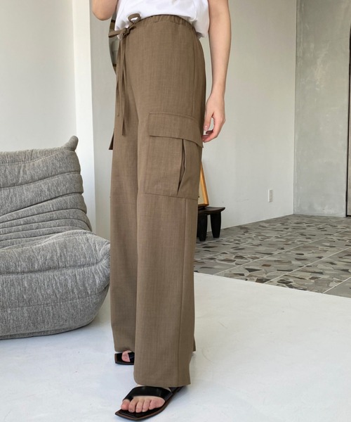 moment+(モーメントプラス)の「リネンライクリラックスカーゴパンツ(カーゴパンツ・レディース・アイボリー/ブラック/ブラウン/キャメル/カーキ・M/L)」の20枚目の写真