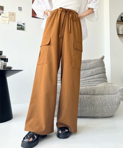 moment+(モーメントプラス)の「リネンライクリラックスカーゴパンツ(カーゴパンツ・レディース・アイボリー/ブラック/ブラウン/キャメル/カーキ・M/L)」の15枚目の写真