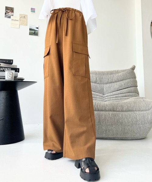 moment+(モーメントプラス)の「リネンライクリラックスカーゴパンツ(カーゴパンツ・レディース・アイボリー/ブラック/ブラウン/キャメル/カーキ・M/L)」の21枚目の写真