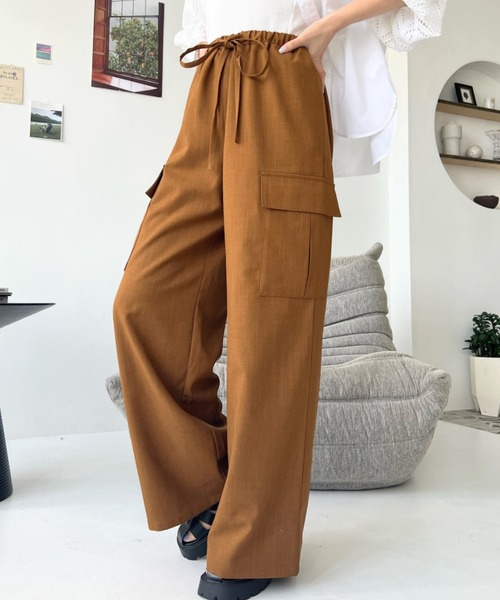 moment+(モーメントプラス)の「リネンライクリラックスカーゴパンツ(カーゴパンツ・レディース・アイボリー/ブラック/ブラウン/キャメル/カーキ・M/L)」の10枚目の写真