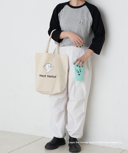 Daily russet（デイリー ラシット）の「【Casper】/ ラグランTシャツ（Tシャツ/カットソー・レディース・ホワイト/グレー・FREE）」の5枚目の写真