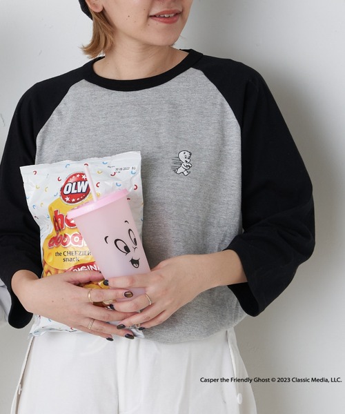 Daily russet（デイリー ラシット）の「【Casper】/ ラグランTシャツ（Tシャツ/カットソー・レディース・ホワイト/グレー・FREE）」の12枚目の写真