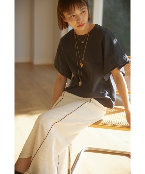 WoM（ワム）の「BANANA CLOTH BIG T（Tシャツ/カットソー・レディース・アイボリー/スミクロ/ブルー・FREE）」の6枚目の写真