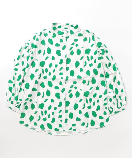 LOPASS(ロパス)の「プリントバブル七分袖シャツ(シャツ/ブラウス・レディース・ブルー/グリーン・S/L/M)」の10枚目の写真