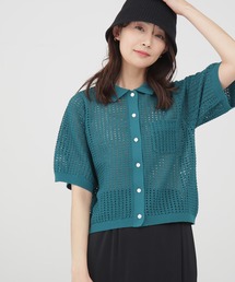 N.（N. Natural Beauty Basic） | ◆襟付メッシュニットシャツ(ニット/セーター)